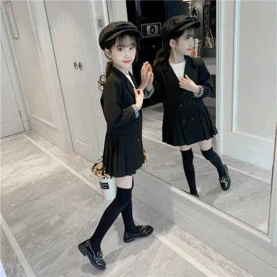 Костюм для маленьких девочек 5 10 лет на весну и осень Новое Детское платье красный