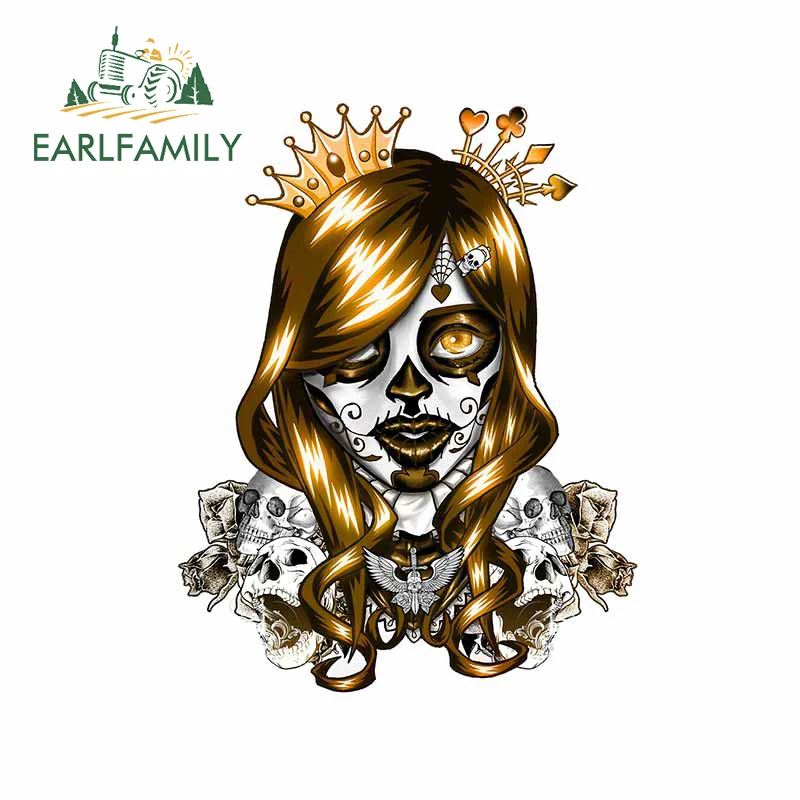 

EARLFAMILY 13cm x 10cm for Gold Queen Car Stickers Personality Decal Trunk Family Occlusion Scratch Windshield RV Auto Graphics