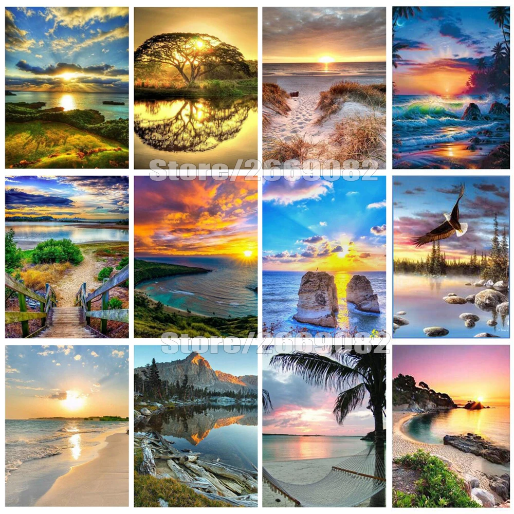 

5D DIY алмазная живопись полная дрель квадратный пейзаж распродажа Алмазная художественная вышивка закат Новое поступление украшение для до...