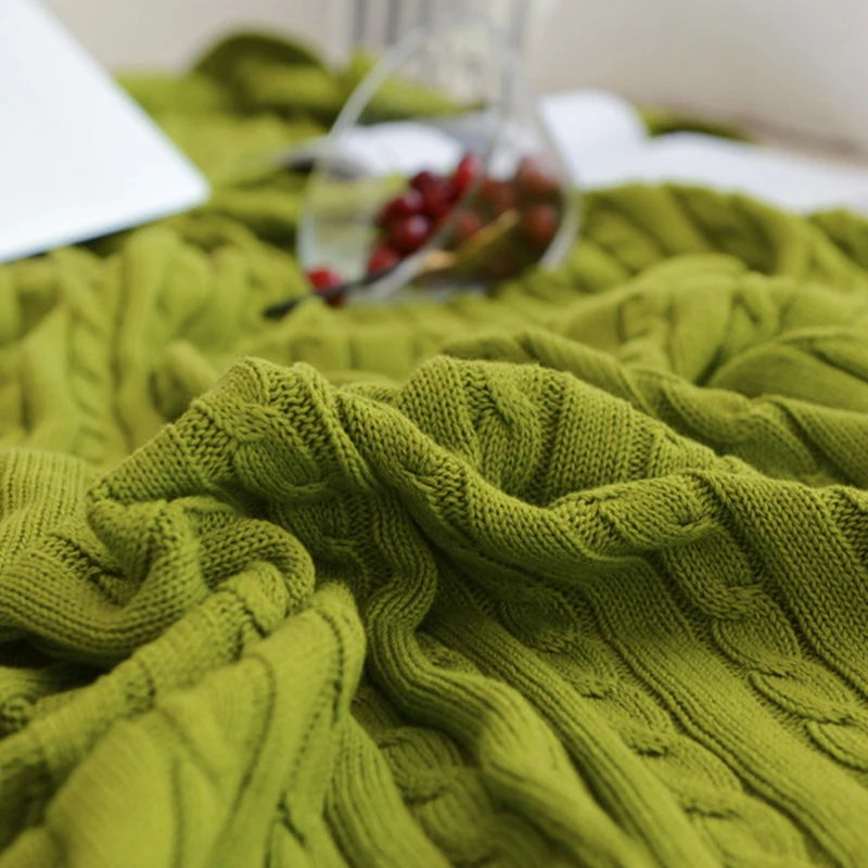 

Blanket Lightweight Cable Knit Sweater Style Indoor Outdoor Travel Accent Throw For Sofa Comforter Bed Recliner Living Room