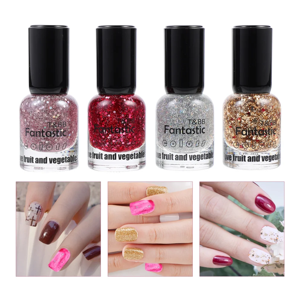 

4 Bottles Shimmer Glitter Nail Nail Art Polish Nail Salon Supplies