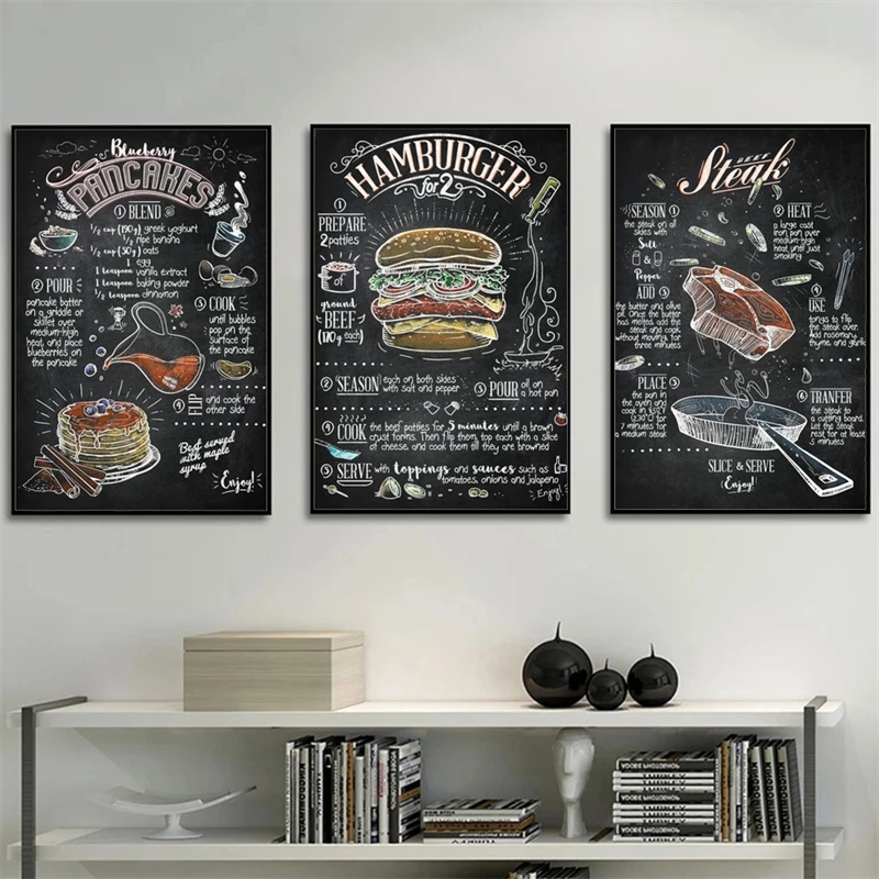 

Fashion Style Western Restaurant Bar Canvas Painting Burger Alphabet Hot Dog Kitchen Internet Cafe Cafe Poster Wall Art Mural