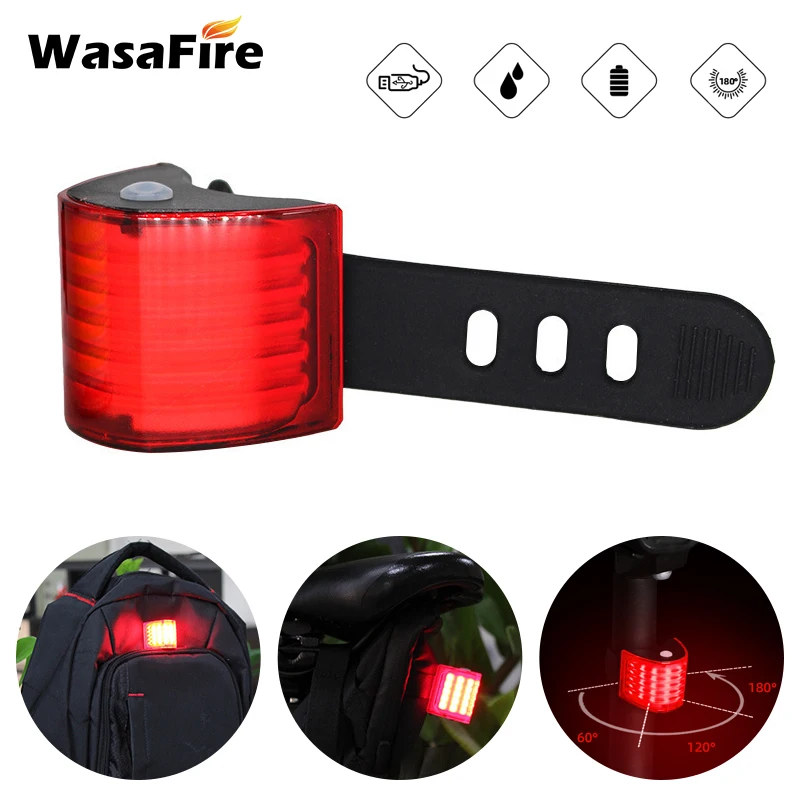 

Bicycle Rear Light 300mAh USB Rechargeable Cycling LED Taillight 180 Degree Wide-angle Night Riding Safety Warning Lamp 5 Modes