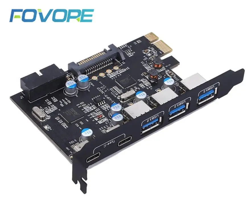 PCI Express карта для 3 портов USB 0 2 порта USB3.1 Type C Внутренний 20PIN 7 usb хаб pcie расширения Tyoe