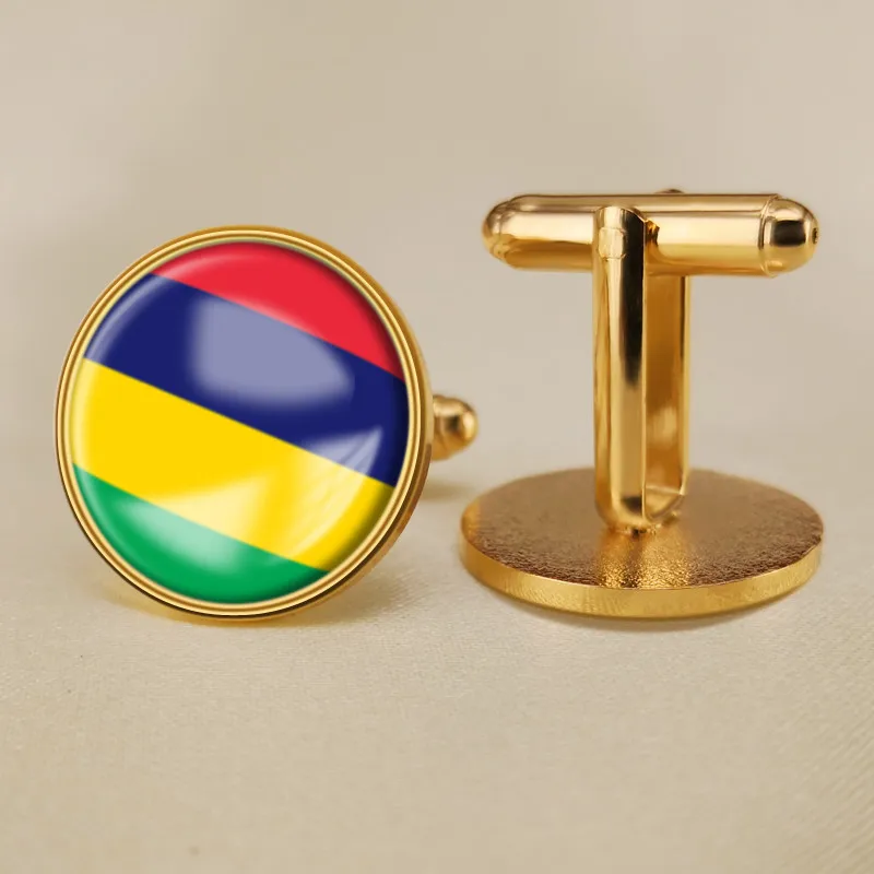 Запонки герб Маврикия карта флаг государственная эмблема | Украшения и