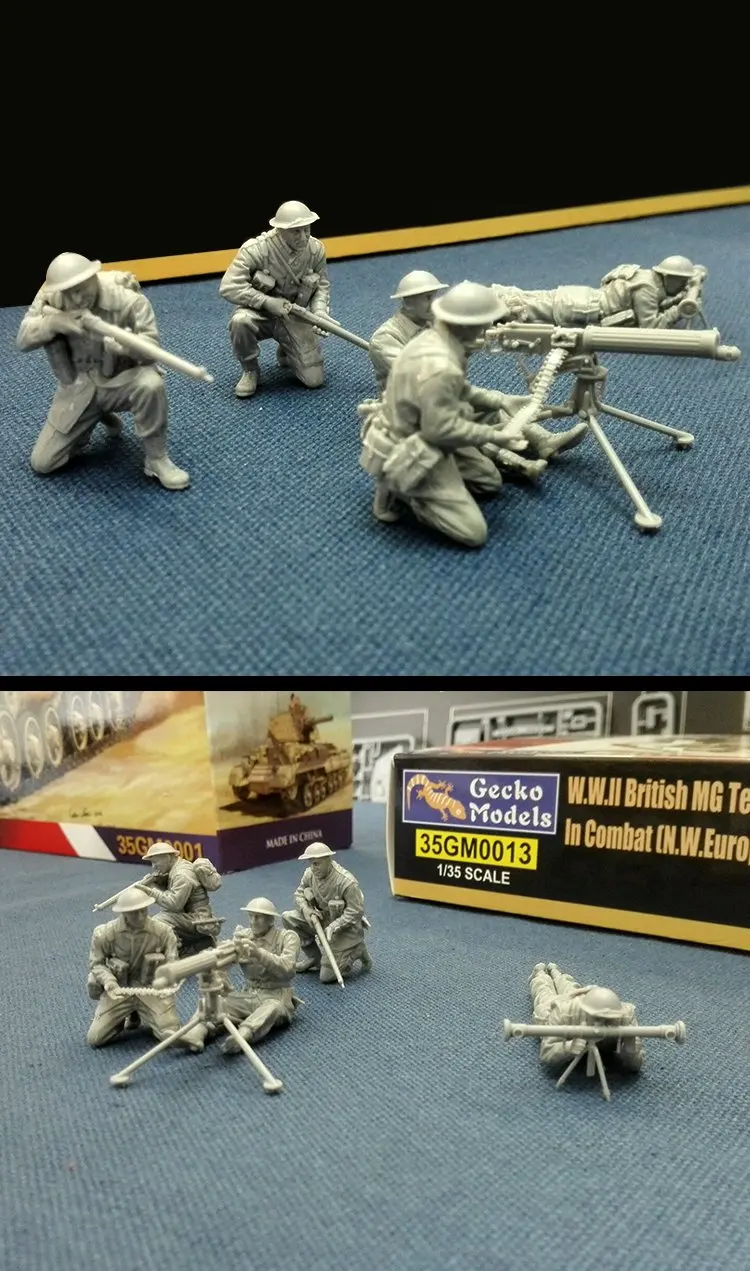 Gecko Models 35GM0013 1/35 WWII British MG Team In Combat [N.W.Europe]- Scale Model Kit
