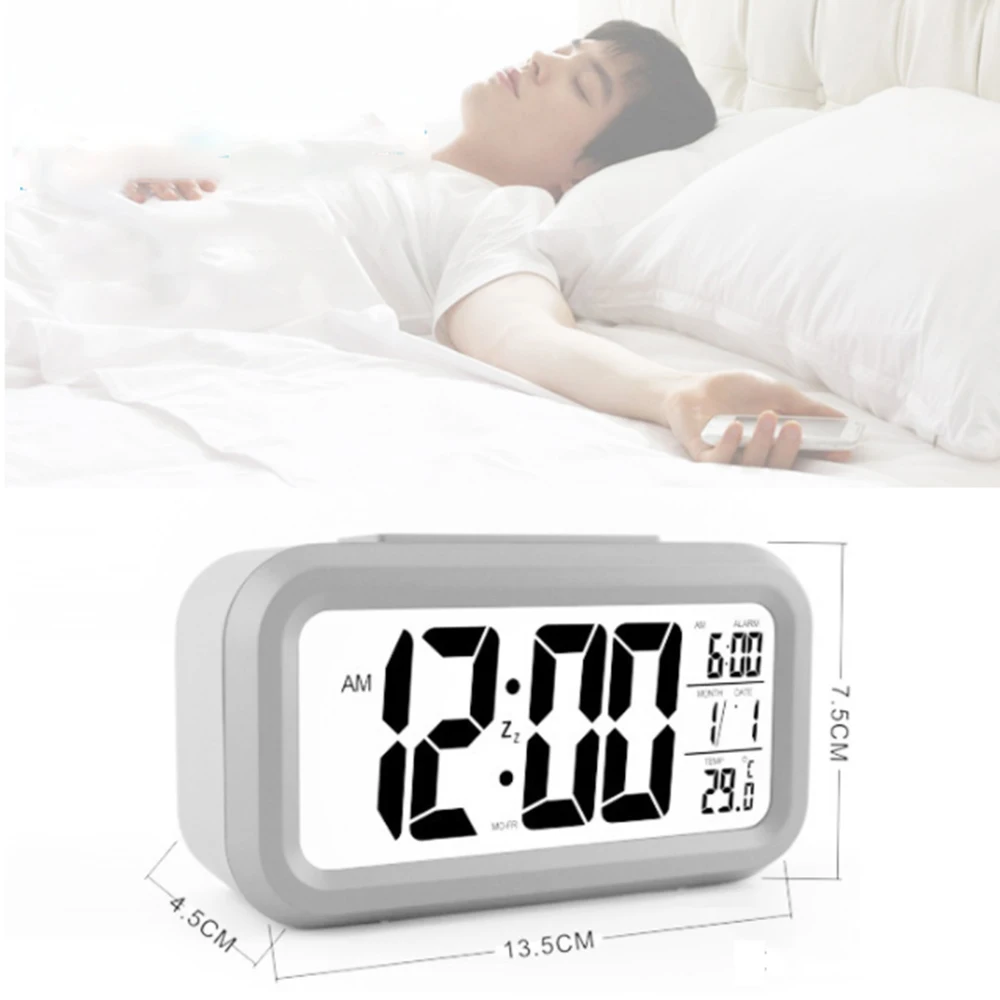 

1 Pcs LED Digital Alarm Clock Desktop Electronic Calendar Alarm Clock Snooze Timer 24 /12 hours conversion