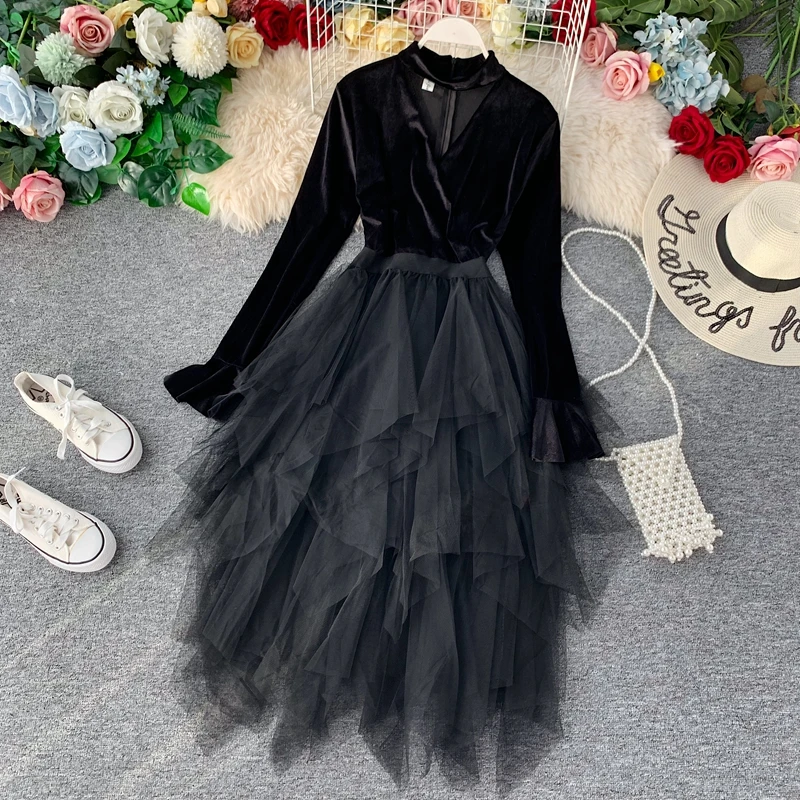 Винтажное Золотое вельветовое платье для вечеринки женское тонкое облегающее