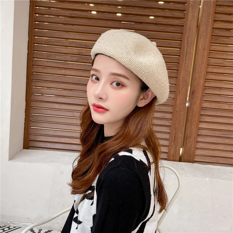 Шапка художника в британском стиле Женская Вельветовая теплая шапка Сатиновые