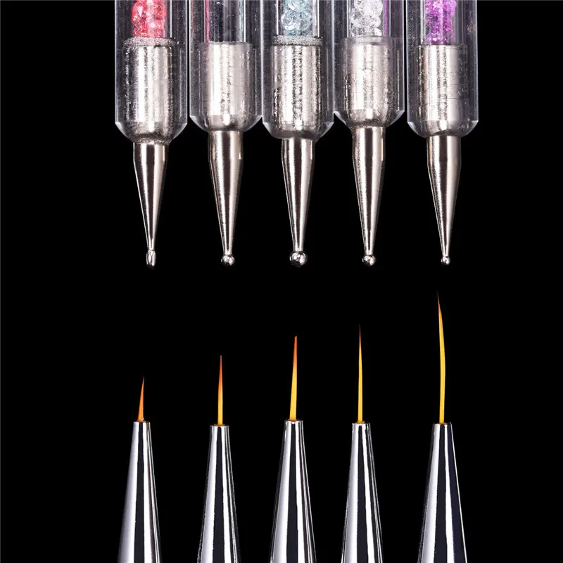 BeautyBigBang, 5 шт., кисть для дизайна ногтей, 2 способа, УФ-гель, акриловая кисть для рисования, лайнер, цветок, стразы, инструмент для маникюра, ручка для раскрашивания ногтей
