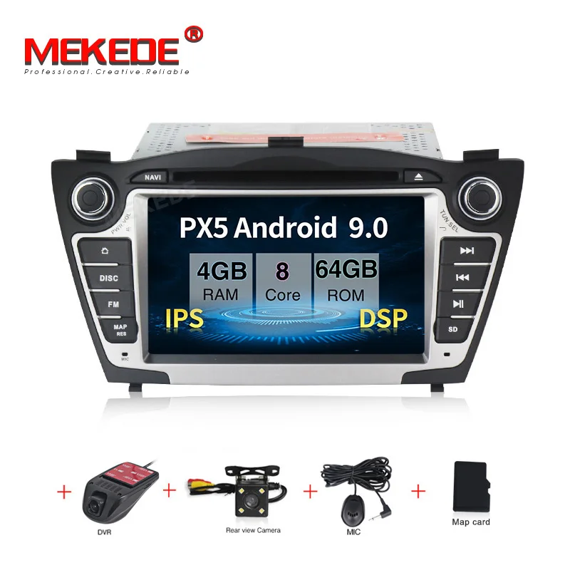 CAR DVD CAMERA DVR MEKEDE Автомобильный мультимедийный плеер gps 2 Din Android 9 для hyundai/IX35/TUCSON 2009- Canbus Авто Радио USB DVR dvd-плеер DSP FM - Color: CAR DVD CAMERA DVR