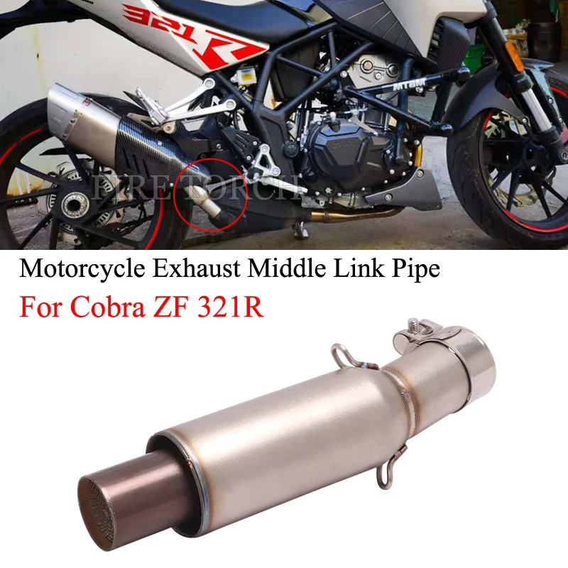 

Motorcycle GP Exhaust Muffler Stainless Steel Middle Connector Link Pipe Tube With Catalyst Slip On For Cobra 321 R 321R