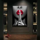 Сексуальные красные губы девушка курение холст живопись цветы настенные художественные плакаты принты современные настенные картины для гостиной украшение дома