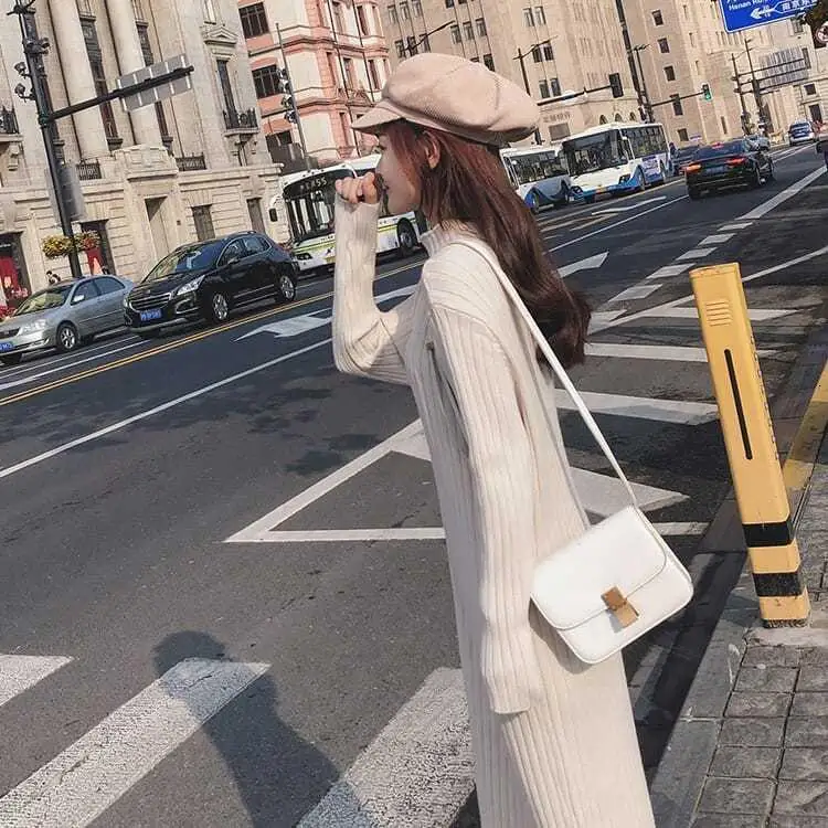 Длинный свободный свитер большого размера вязаный зимний Макси-Скейтер модное