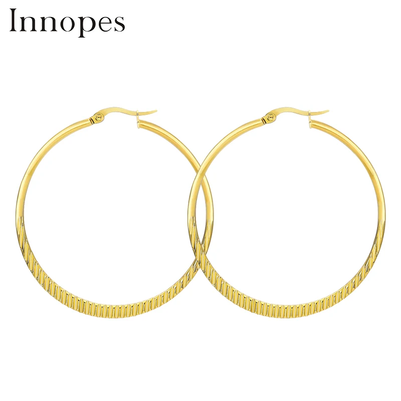 Оптовая продажа большие серьги кольца innope из стали для женщин плоские и тонкие