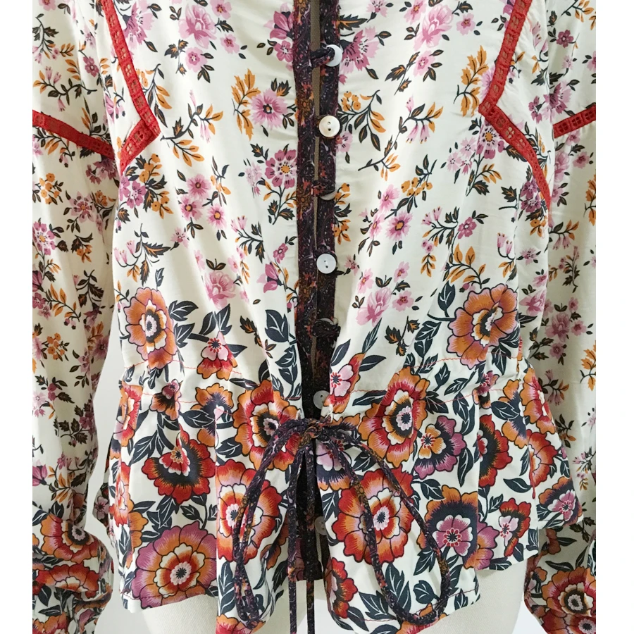 AYUALIN Boho блузка Рубашки 2020 цветочный принт блузки вискоза хлопок Богемия с длинным