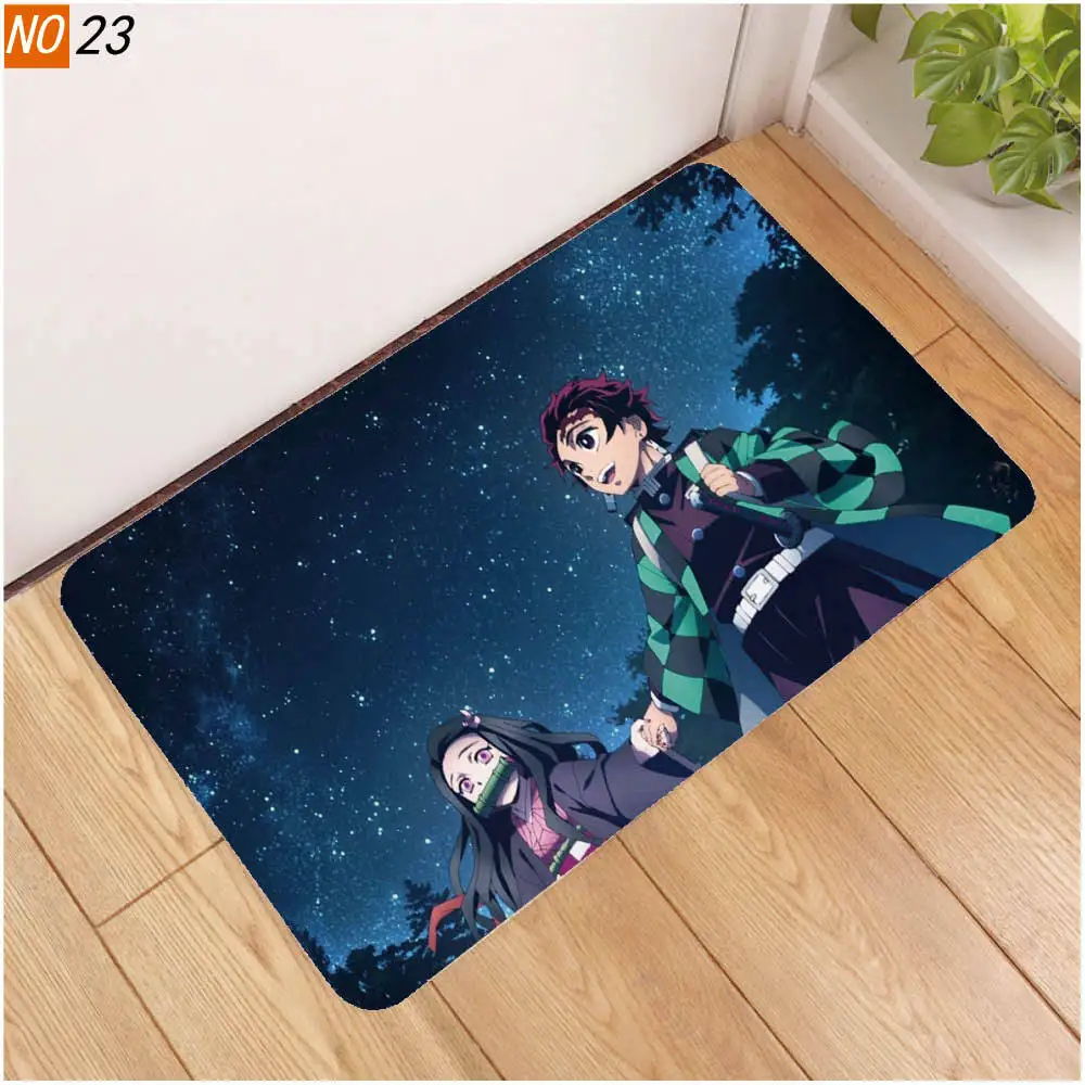 

Anime Demon Slayer Kamado Tanjirou Kamado Nezuko Agatsuma Zenitsu Carpet anti slip cartoon print mat Halloween Gift 40*60CM