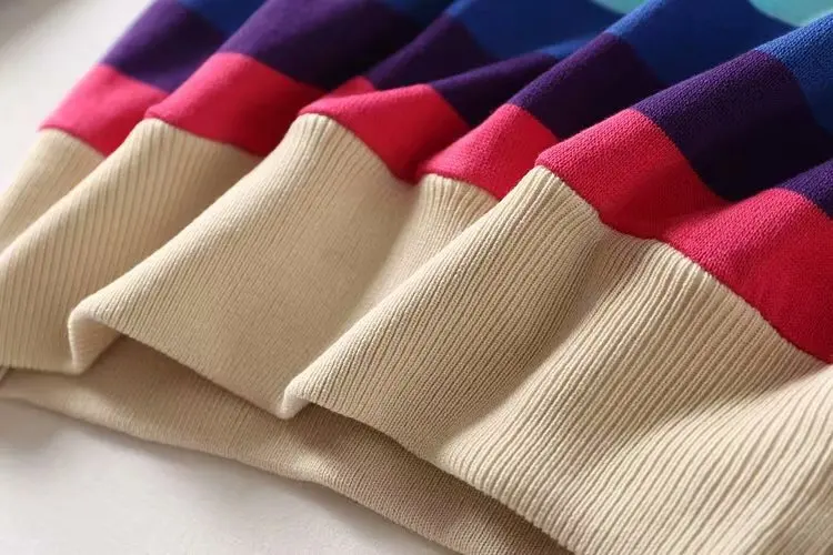 

Women Clothes 2019 Autumn and Winter Clothes Women Round Neck Rainbow Striped Pullover Sweater Female Sweater Women