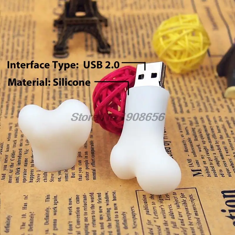 Милые Собаки кости USB флешки мультфильм в форме флэш-накопитель 128 МБ 32 Гб внешний