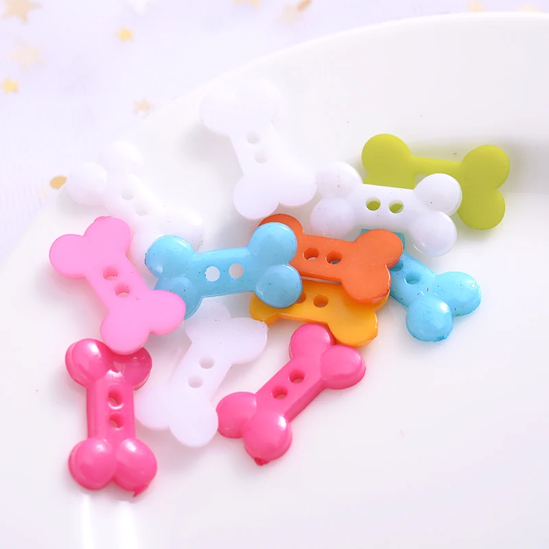 

50Pcs Dog Bones Shape Resin Buttons 2 Hole Mixed Color Scrapbooking Clothes Decorative Button Apparel DIY Sewing Accessories
