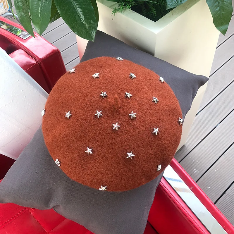 Новый продукт шерстяной УДОБНЫЙ БЕРЕТ из хлопка с металлическими заклепками и