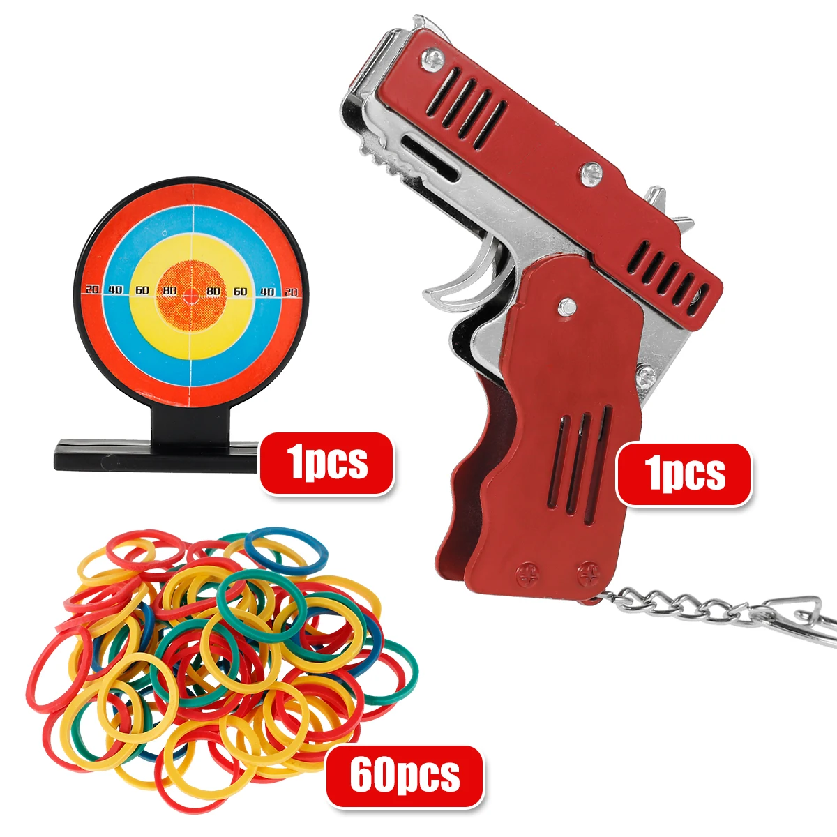 

Mini Folding Rubber Band Toy Metal Folding Launcher Portable Children's Toy with Keychain Shooting Game Outdoor Activities Tools