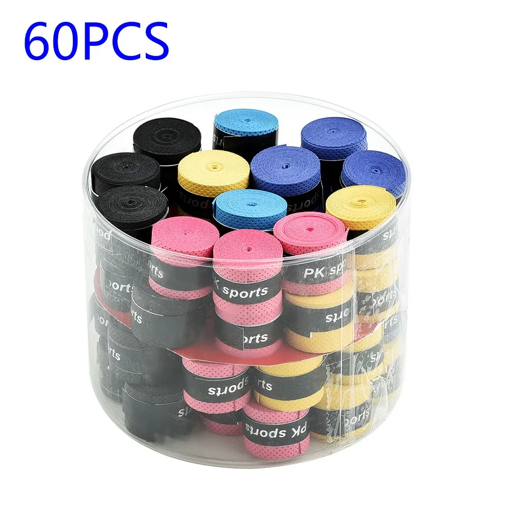 60PCS Coated Anti-slip Breathable Tennis Racket Sweat Bands Tapes Fishing Rods Badminton Racket Over Grip Wrap Tapes