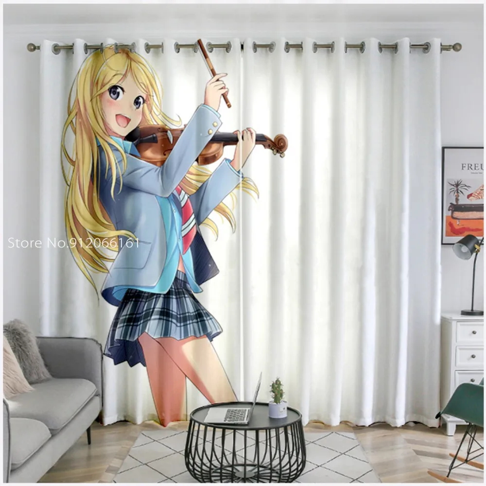 Японские занавески на окна с японским аниме April Is Your Lie для декора игровой комнаты