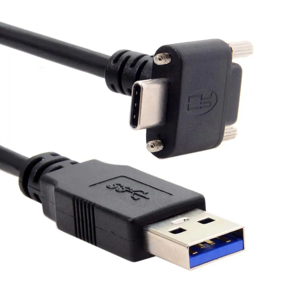 

Down Up Angled USB 3.1 Type-C Dual Screw Locking to Standard USB3.0 Data Cable 90 Degree for Camera 120cm 300cm 500cm 1.2m 3m 5m