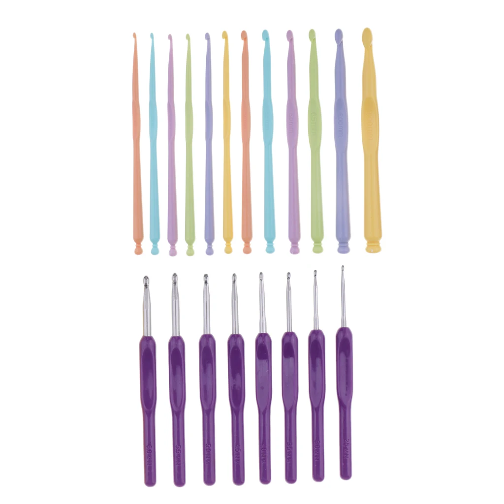 

20Pcs Multi-Color Crochet Hook Yarn Knitting Needles Set Sewing Weaving Tool
