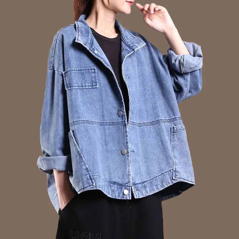 

Korean Harajuku Long-Sleeved Casual Denim Jacket Woman 2020 New Spring Autumn Fashion Loose All-Match BF Jeans Coat Female A831