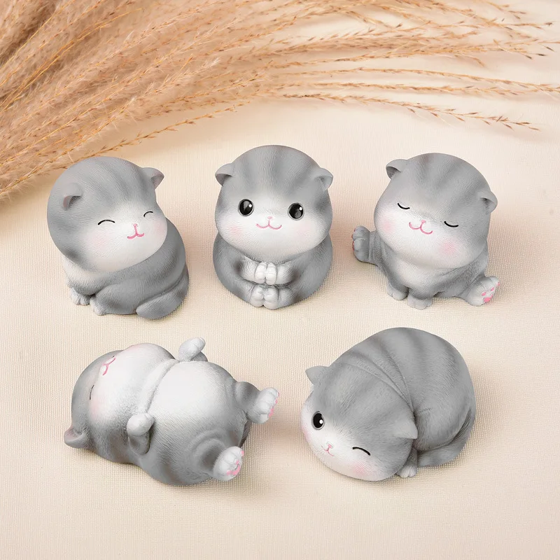 Figura de Ação Escritório em Casa Decoração do Desktop Anime Gato Terno Faça Você Mesmo Modelo Ornamento Speelgoed Carro Artesanato Arte Brinquedos Estátua 5 Pçs