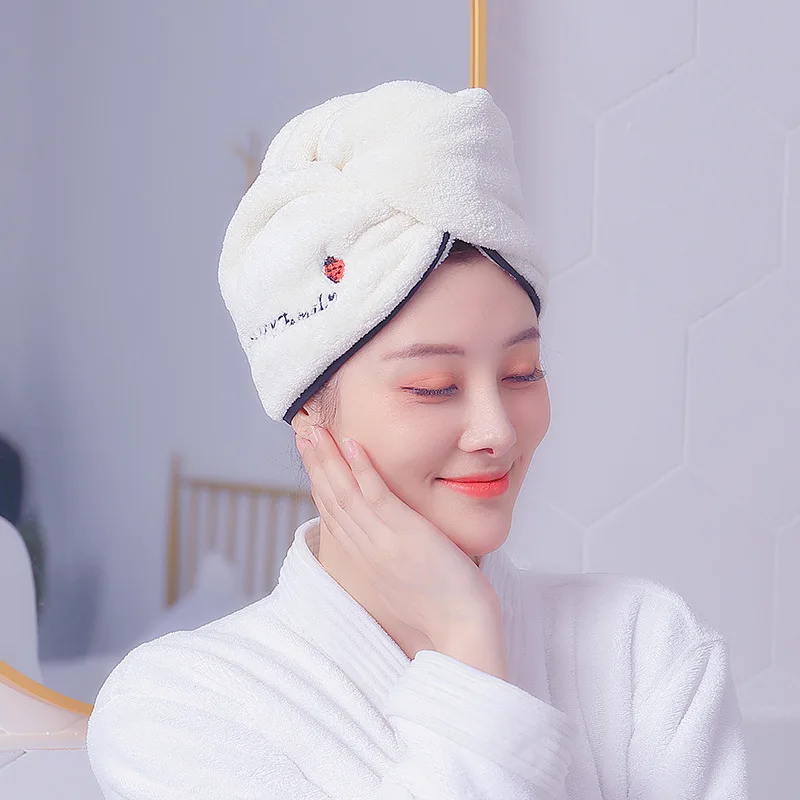 

Dry hair cap female strong water absorption increased thickening quick-drying baotou to wash bath cap cute brush hair towel