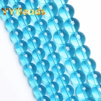 natural lake blue crystal glass beads clear blue glass round loose beads for jewelry making diy women bracelets wholesale 4 12mm