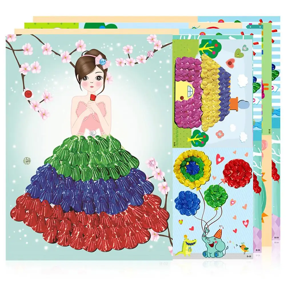 DIY стикер животное дом девушка картина ремесло детский сад Интеллектуальная