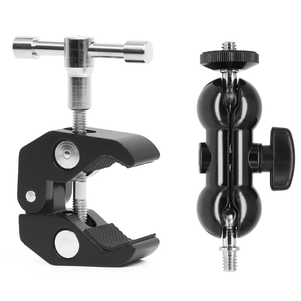 

1/4" Tripod SLR Camera Arm Ball Head Bracket Aluminium Alloy Rotatable Hot Shoe Ball Head Bracket Ball Mount Clamp