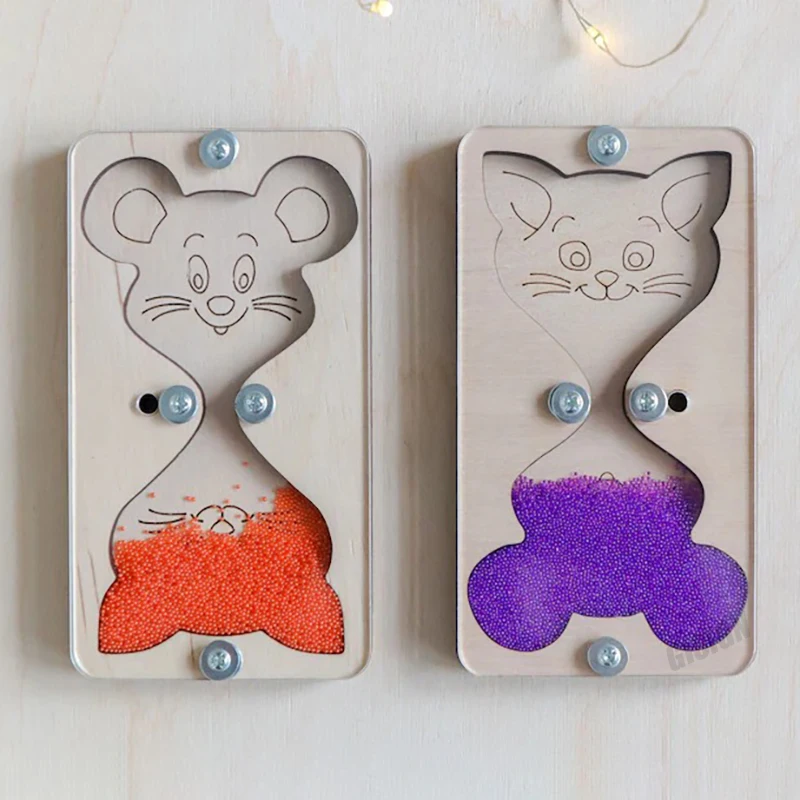 Мышь кот деревянные песочные часы для малышей занятая доска аксессуары