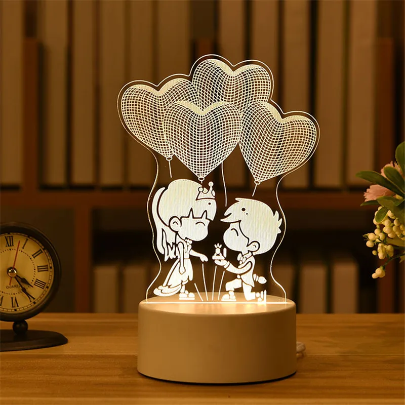 

3DLED Night Light Mini Cute Couple Friends Wedding Bedroom Decoration Table Lamp Birthday Gift House Decoration