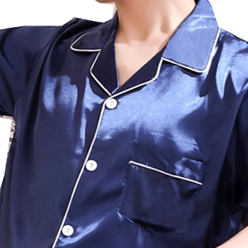 

Yidanna Men Pajamas Set Ice Silk Nightwear Short Sleeved Sleepwear Summer Sleep Clothing Short-Sleeved Trousers Nighties Nightd