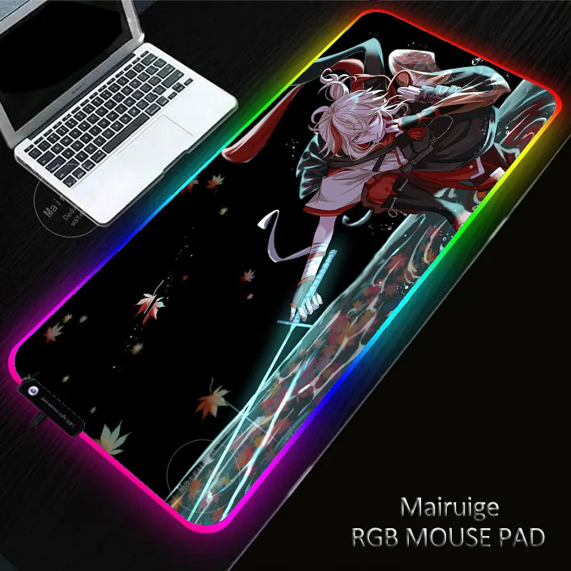 

40X90CM Anime LED Light Gaming Genshin Impact Kazuha Laptop MousePads RGB Large XXL Keyboard Non-Slip Rugs DeskMat Mousematforpc