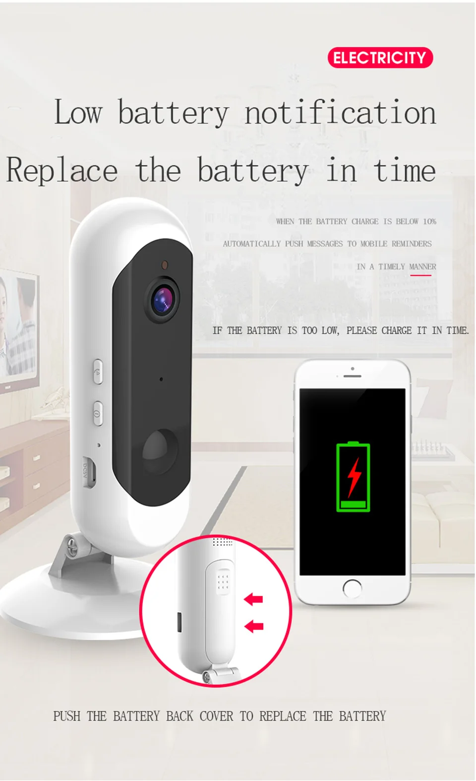 DAYTECH безопасность WiFi аккумулятор камеры 1080P беспроводной домашний CCTV монитор сетевой запись двухстороннее аудио Full HD 720P Обнаружение движения