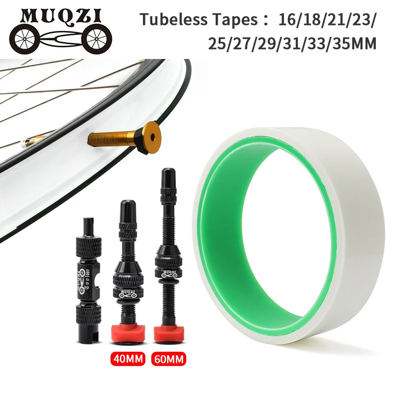 

MUQZI Bike Tubeless Rim Tape 10m No Residue Glue & 40mm 60mm Presta Tire Valve & Tool For 26 27.5 29 700C MTB Road Bicycle
