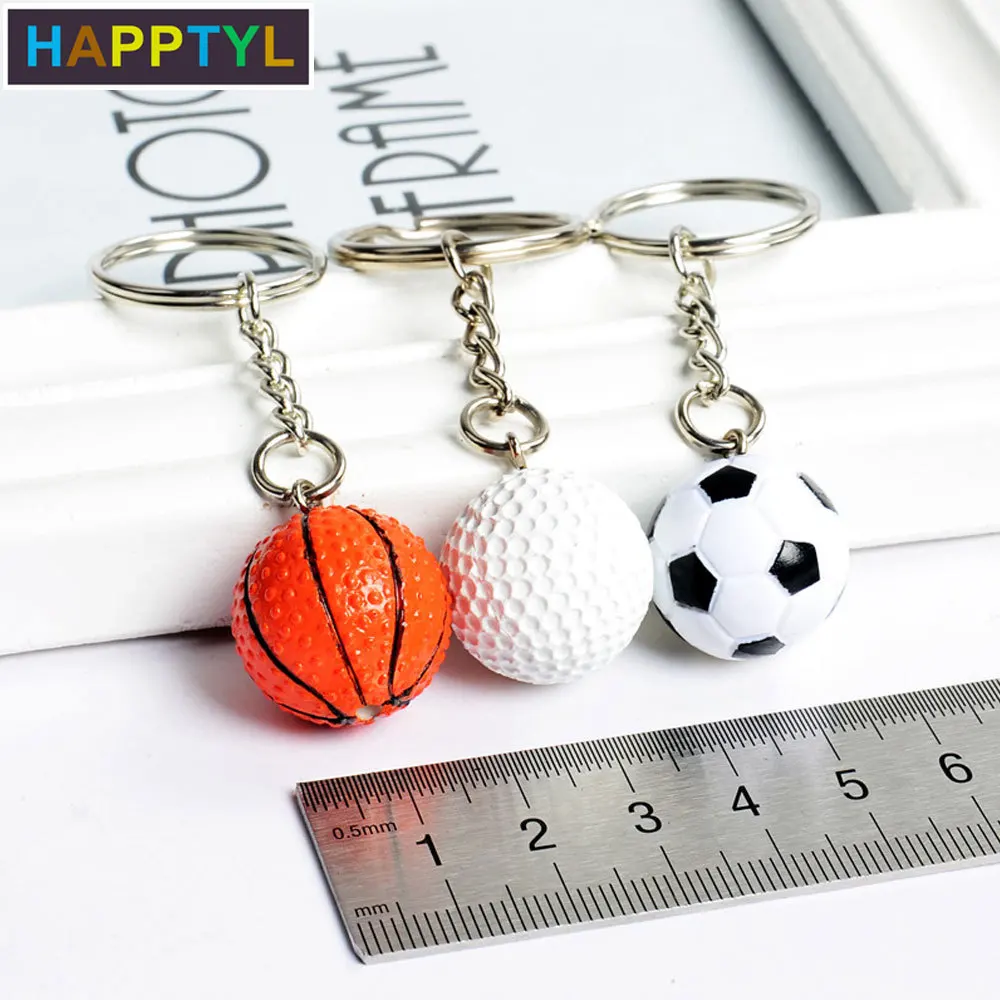 HAPPTYL 1 шт 3D Вращающийся брелок для ключей Баскетбол/Футбол/брелок гольф Кольца
