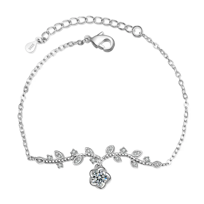 Браслет с яркими кристаллами и сливой женский подарок на день Святого Валентина