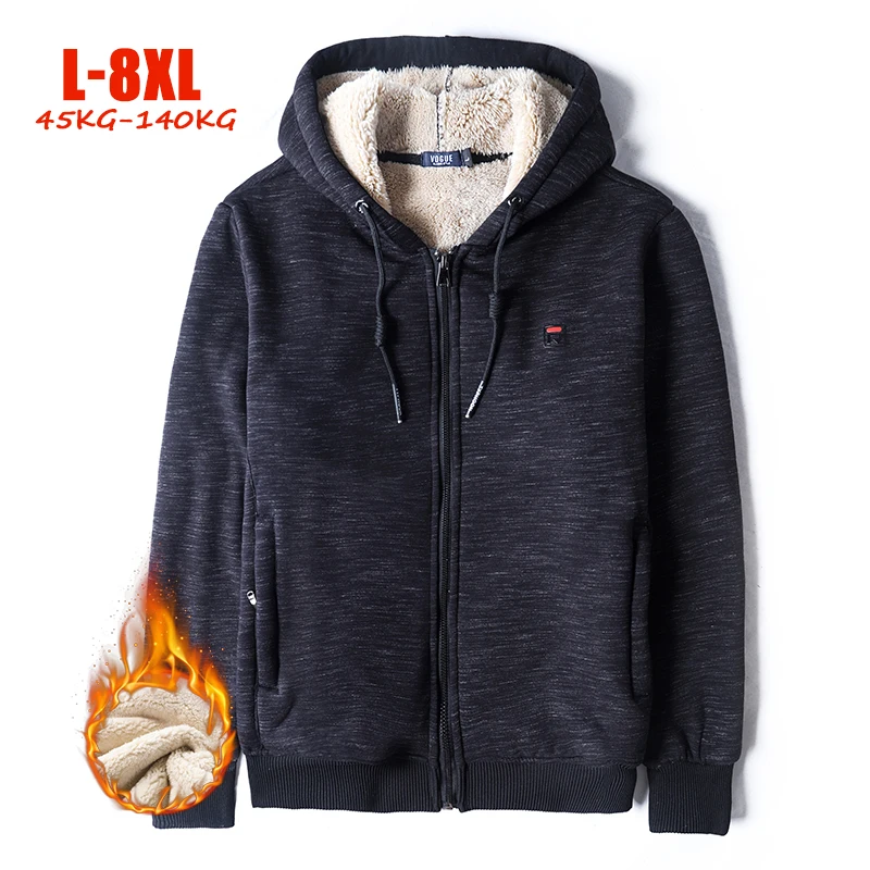 Зима 2019 6XL 7XL 8XL куртка с капюшоном мужская толстый флис теплая мужские куртки