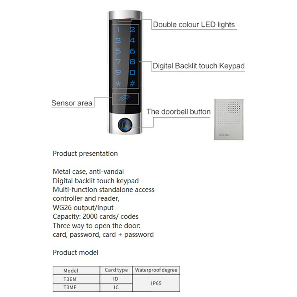 access lock waterproof rfid touch keypad access control system door lock metal case 125khz em card door entry free global shipping