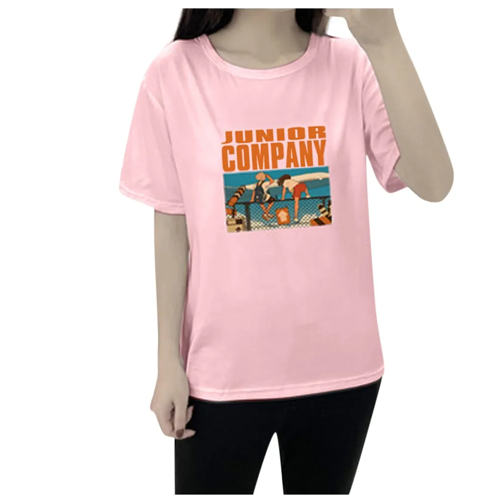 Футболка для женщин персонажа Однотонная одежда о-образный вырез короткий рукав