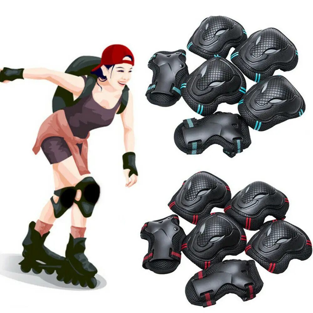 

6 Pcs Adults Kids Protective Gear Knee Pads Elbow Pads and Wrist Guard for Rollerblading Skateboard Cycling Skating Bike Scooter