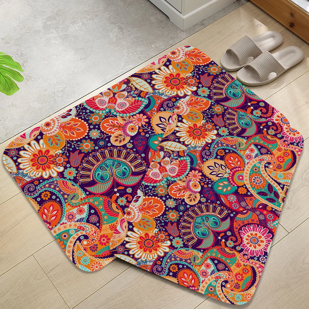 

Living room dining room bedroom carpet retro style creative flower floor mats bathroom non-slip mats customizable foot mats