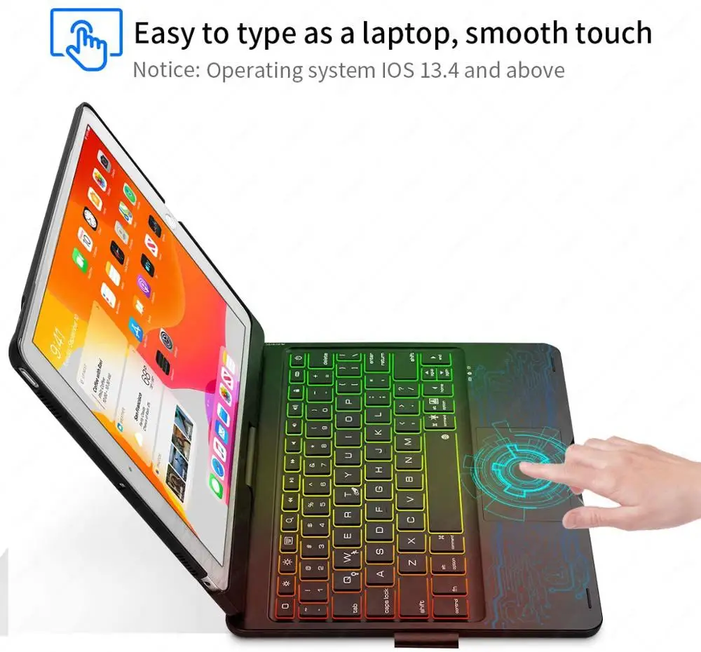 Фото Чехол Magic с тачпадом, мышью и клавиатурой для iPad 10,2 7 7 8 9 9 Gen Pro 10,5 Air 3 Русская испанская Арабская Корейская клавиатура №4